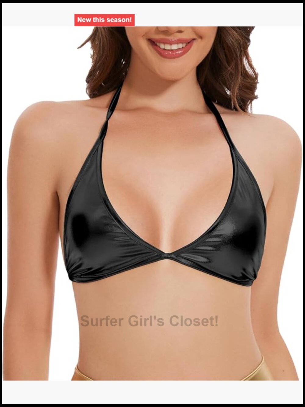 Metallic Halter Rave Bralette Bikini Top Shiny Bra Clubwear